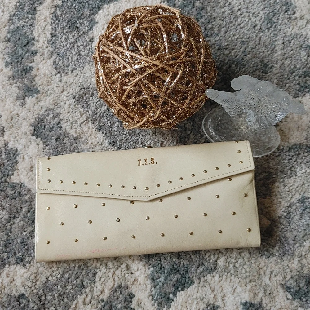 Princess Gardner Gahna Cowhide Gold Studded Womens Coin Purse Wallet